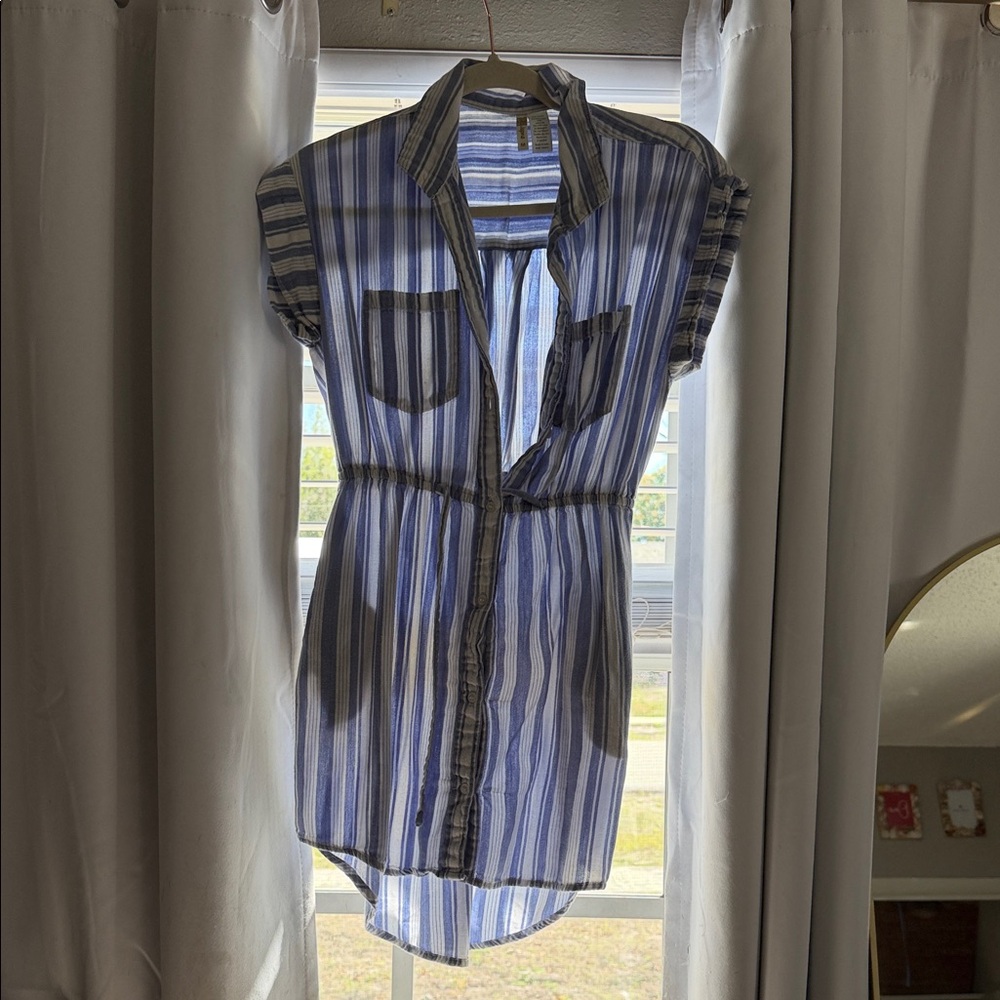 Japna Blue Striped Midi Dress